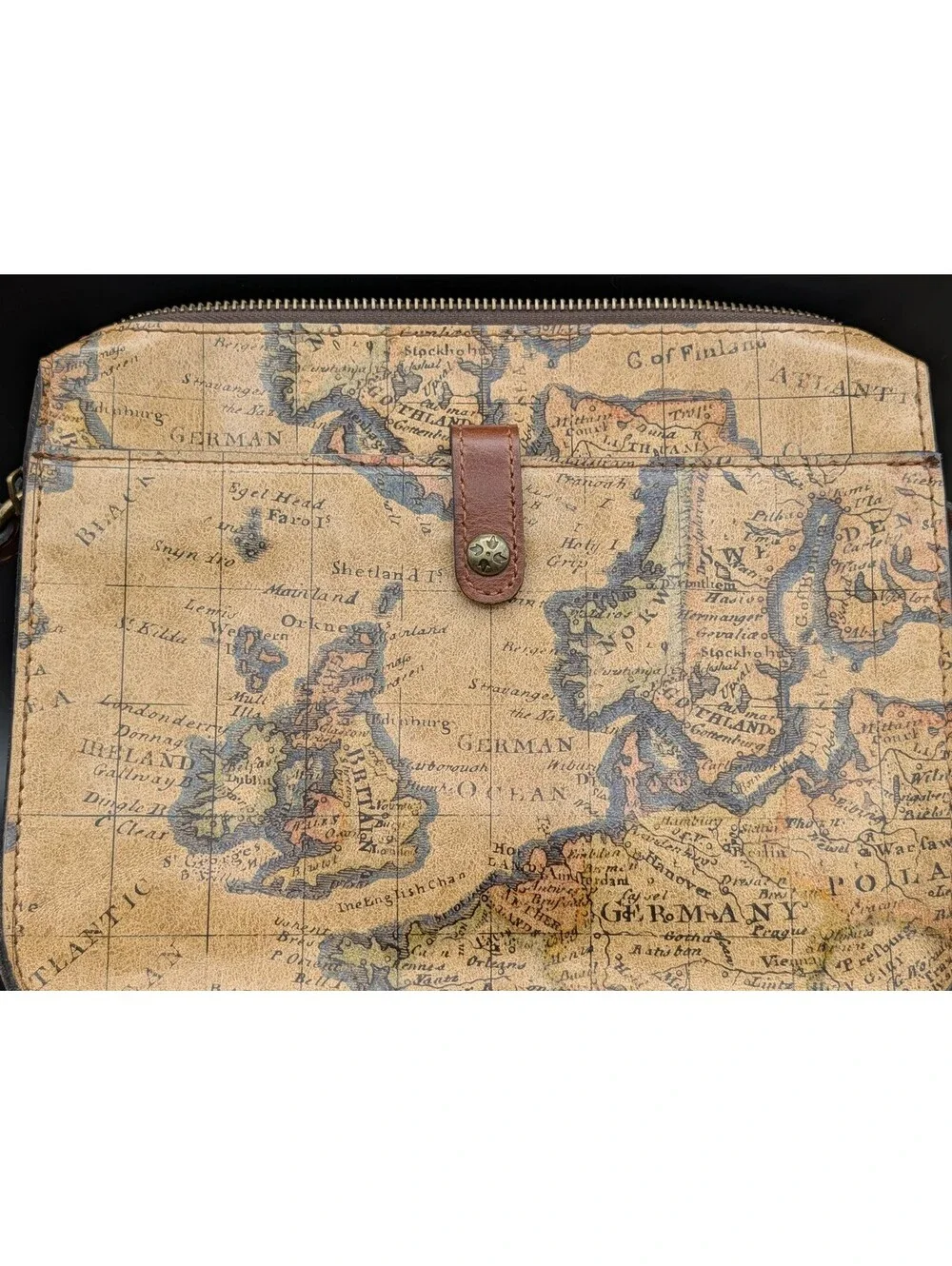 Patricia Nash Nerina Crossbody Bag European Map Leather NWT Dust Bag Included